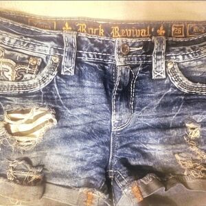 Rock Revival Distressed Blue Denim Jeans